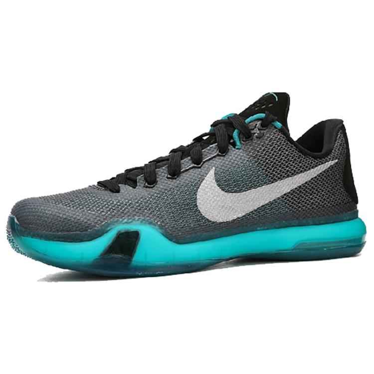 Nike Kobe 10 Liberty Kobe Lace Up Non Slip Lightweight Low Top Performance Basketball Shoes Men's Black Ice Green 745334-002