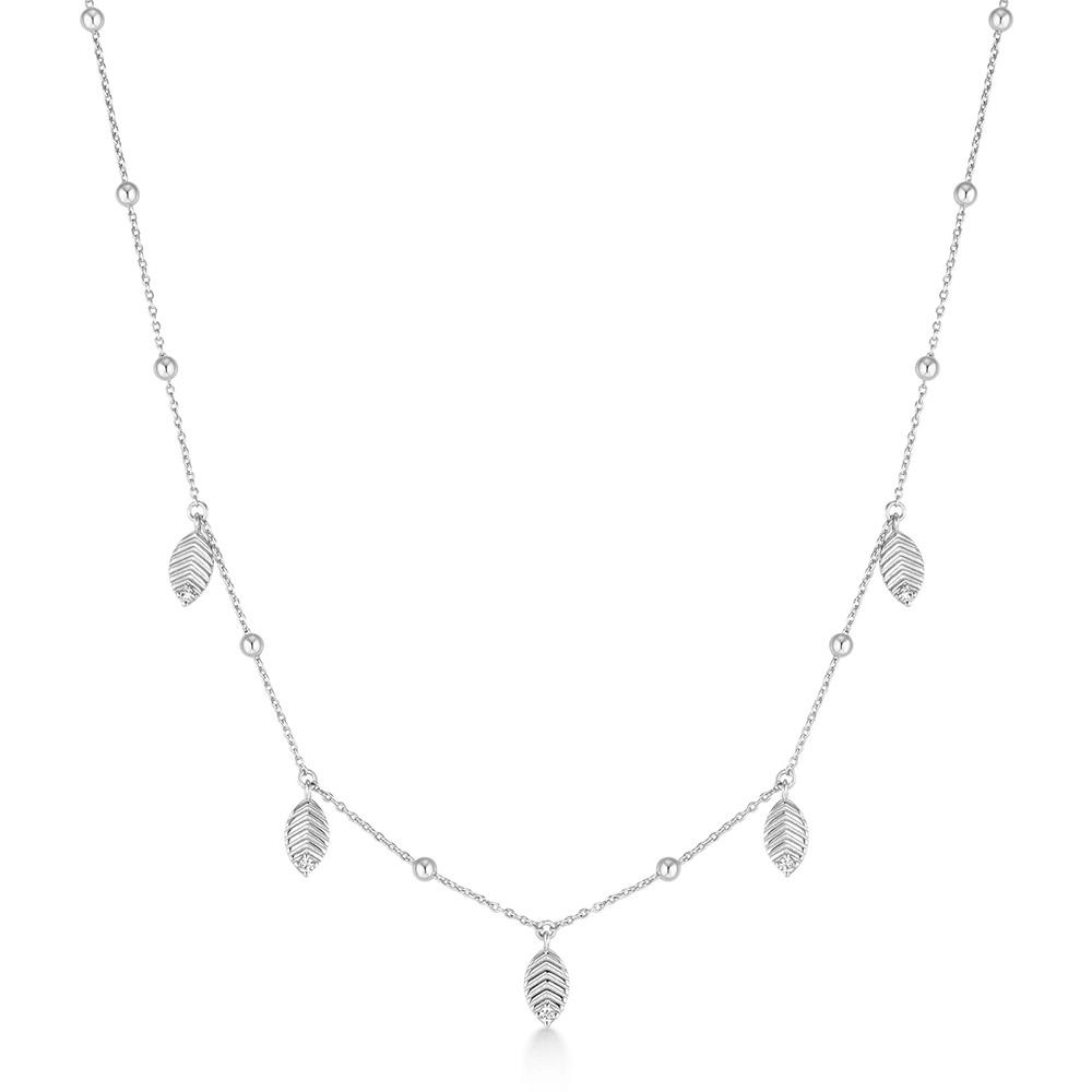 Ania Haie Silver Leaf Station 925 Silver Necklace N073-06H