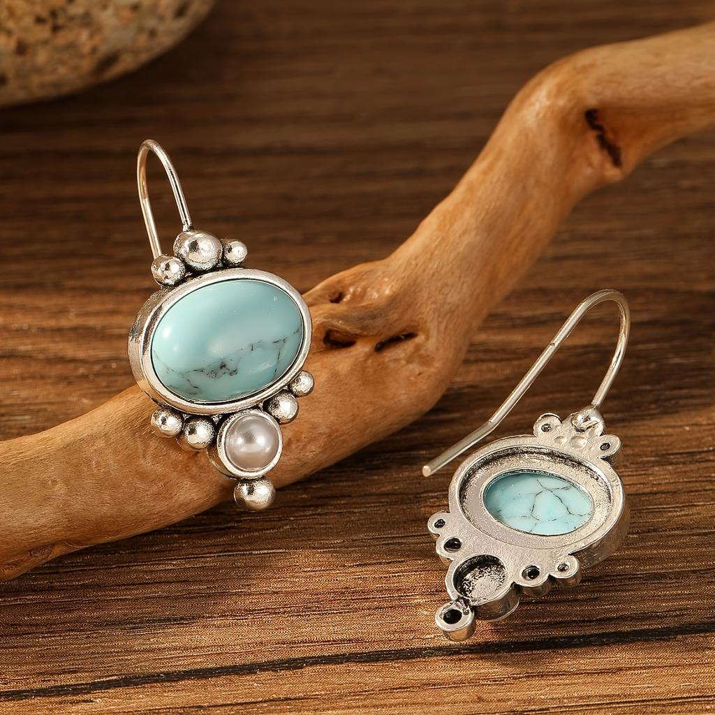 Commemorative Gifts Women's Earrings Vintage Turquoise To Friends 1pair Pearl Suitable for Holiday Dangle Drop Elegant Jewelry