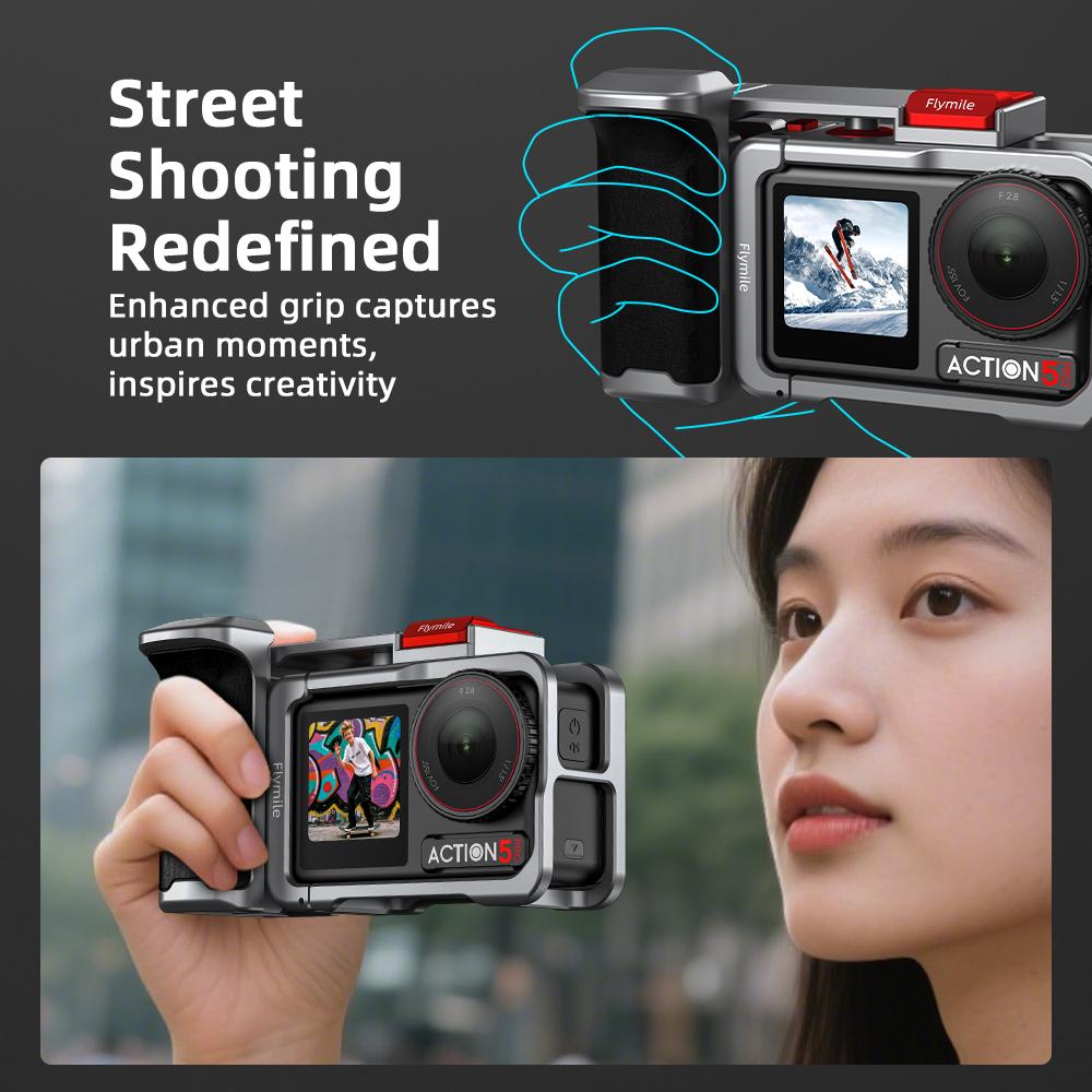 Metal Street Grip Holder For DJI Action 3/4/5 Pro Action Camera Full Protective Quick-release Shoe Expansion Camera Accessories