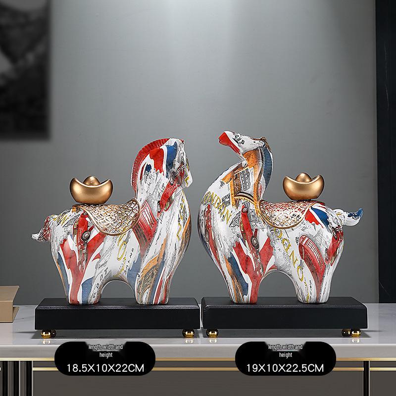 Colorful Prosperity Horse Figurine: Elegant Decor for Office, Living Room, or Hallway - Ideal Housewarming or Opening Gift