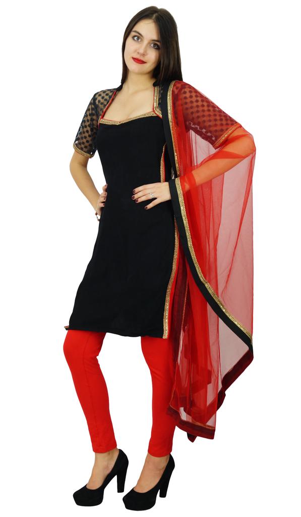 Atasi Womens Readymade Black Georgette Straight Salwaar Kameez with Dupatta