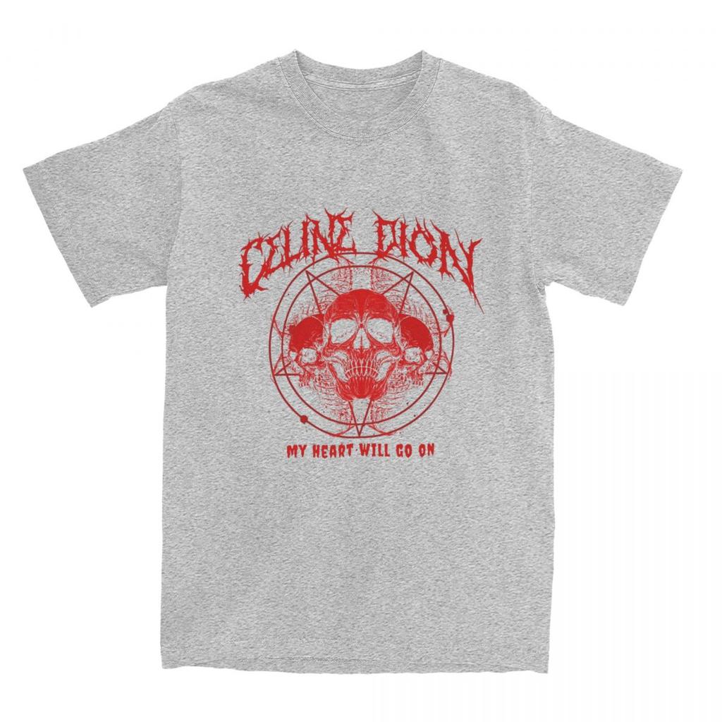 Herren Celines Metall Dion Mein Herz wird weiter schlagen Metall T-Shirts Reine Baumwolle Kleidung Sommer Kurzarm T-Shirt O-Ausschnitt T-Shirt