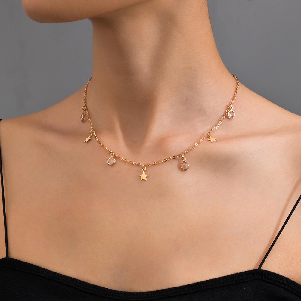 Personalisierter Scheiben-Liebesanhänger, mehrlagige Damen-Halskette Schlüsselbeinkette