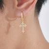 Fashion Copper Zircon Cross Earrings, White Gold Men'S Personality Jewelry, Quanxi Water Ebd-410