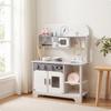 Children's Kitchen Playset Freestanding Pretend Set Cabinet-Style for
