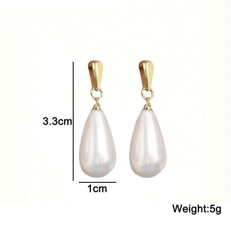 Sweet Imitation Pearl Water Drop Earrings for Woman European and American Statement Metal Gold Color Earring Jewelry