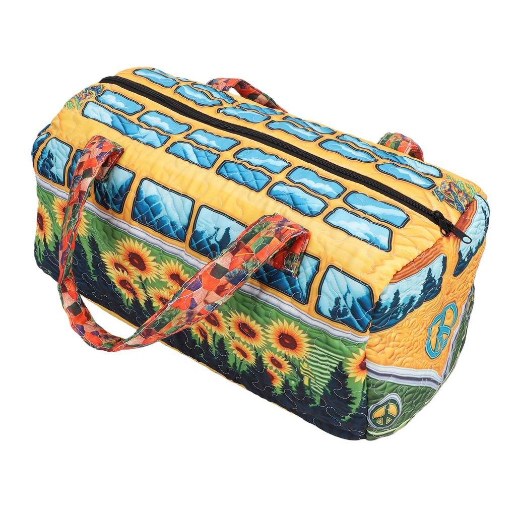 Journey Quilted Duffel Bag Boho Weekender Travel Bag Retro Floral Style for Picnics Camping Family Gatherings