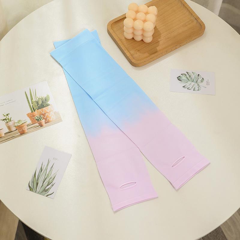 Gradient Ice Silk Cooling Arm Sleeves, UPF 50+ Sun Protection, Fingerless Arm Covers for Women, for Driving, Cycling, Outdoor Sports, Summer