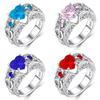 Elegant Women Ladies Rhinestone Princess Heart Shape Jewelry Wedding Ring