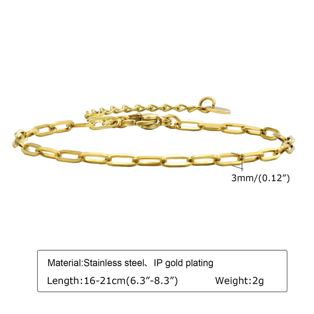 Women Stainless Steel Chain Bracelet, Gold Plated Twist Paperclip Adjustable Link Bracelet,Chunky Stackable Layered Jewelry