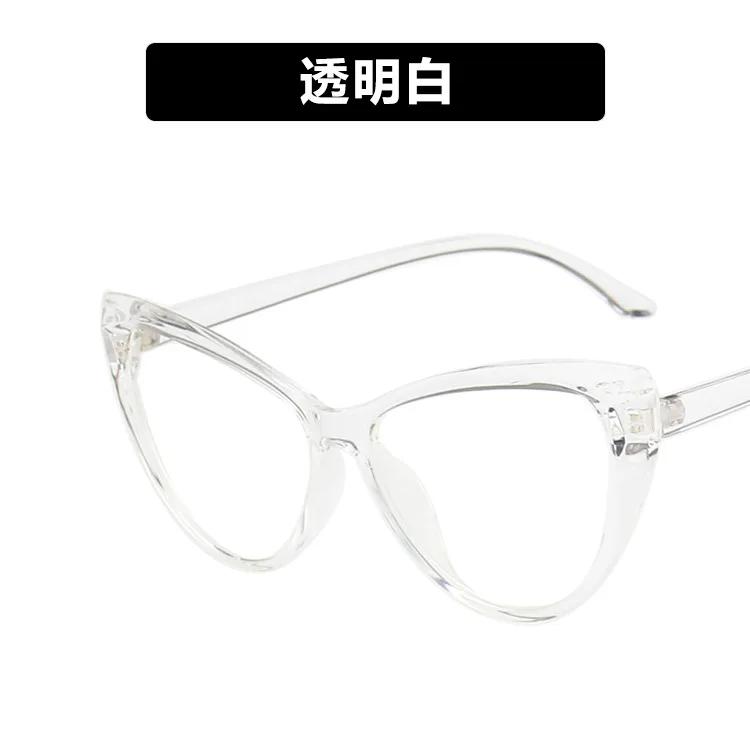 New Women Flat Mirror Glasses Frame Cat Eye Fashion Personalized Computer Spectacle Eyeglasses Frame Anti Blue Light Eyewear