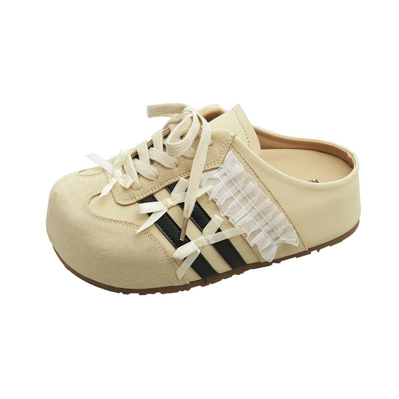 

Internet celebrity explosion white thick-soled bag head slippers women s summer wear 2025 new retro non-slip half-drag Birkenstock shoes 40