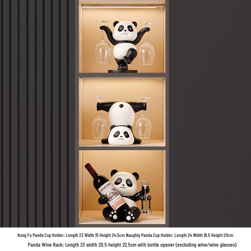 Panda Wine Rack: Luxury Sideboard & Bookcase with Cup Holder – Perfect Housewarming Gift