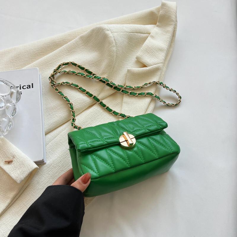Trendy Quilted Square Shoulder Bag For Women 2023 Fashion Pu Leather Chain Crossbody