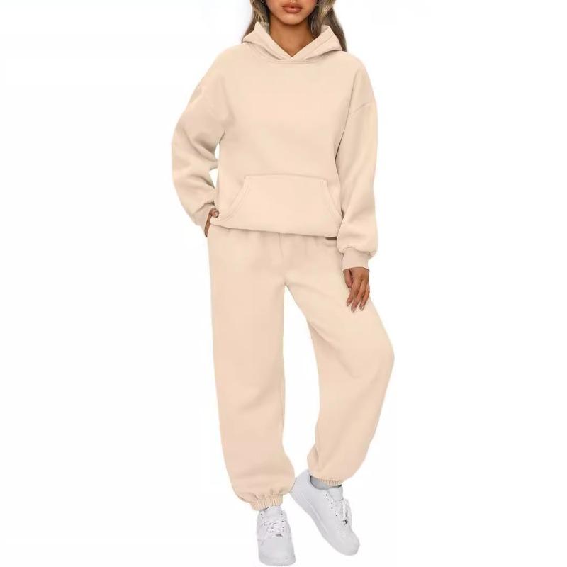 Women's Fall/Winter Casual Two-Piece Set Hooded Sweatshirt and Sweatpants