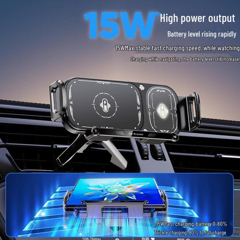 Foldable Wireless Fast Charging Car Phone Holder & Universal Interior Charger