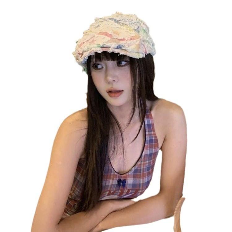 Embroidered Stylish Casual Beret Hat For Summer Spring Unisex Wide Brim Design