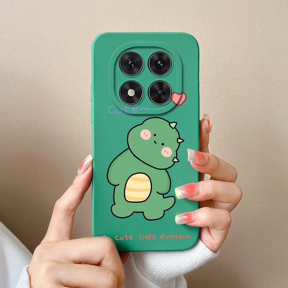 Case For Poco X7 Pro Cute Dinosaur Phone Bags Soft High Quality Liquid Silicone Back Cover For Poco X 7 Pro X7Pro Durable Fundas