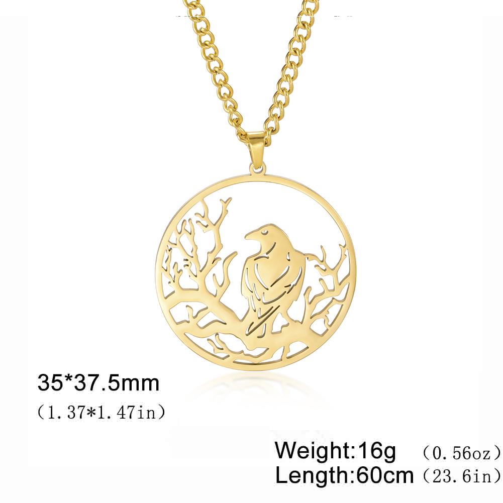 Crow Raven Pendant Necklaces Norse Mythology Stainless Steel Gothic Necklace for Men Vintage Jewelry