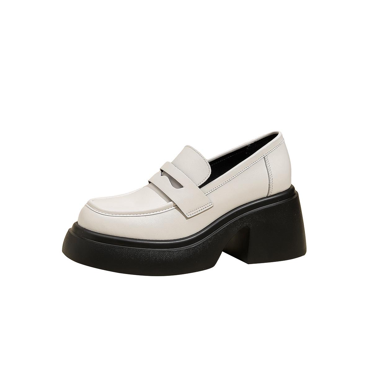 

Женские черные кожаные лоферы на платформе: Новый 2024 год, Британский стиль, Толстая подошва, Все сочетается, Натуральная кожа, Весенняя коллекция. 34