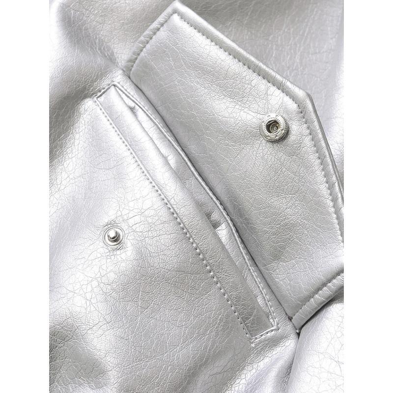 Ailegogo Streetwear Donna Retro Larga Corta PU Pelle Sintetica Giacca Primavera Autunno Donna Zip Cappotto Vintage Moto Biker Capospalla