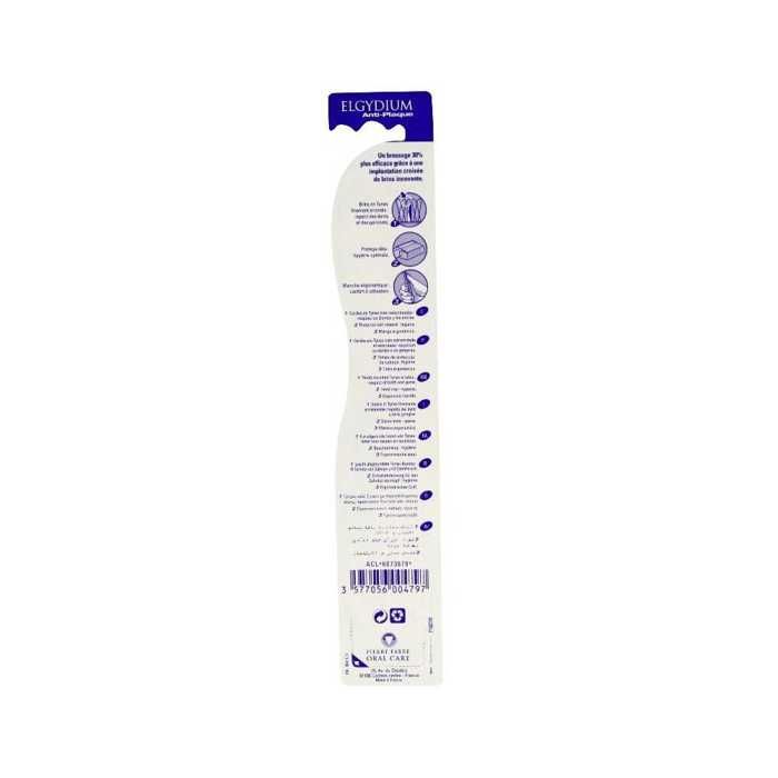 Brosse à dents - ELGYDIUM - Anti-Plaque - Souple - Brins en Tynex - Manche ergonomique