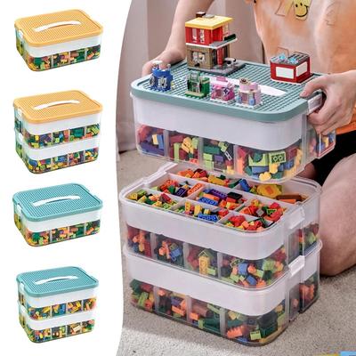 Kids Building Blocks Storage Box Stackable Toys Multi-Grids Puzzle Organizer Storage Case Sundries Container Cosmetic Box