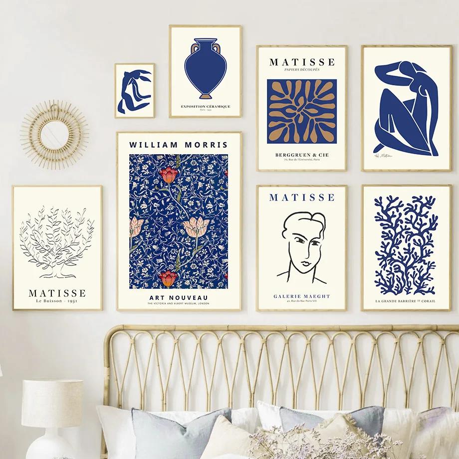 Retro Matisse Girl Coral William Abstract Nordic Posters And Prints Wall Art Canvas Painting Wall Pictures For Living Room Decor