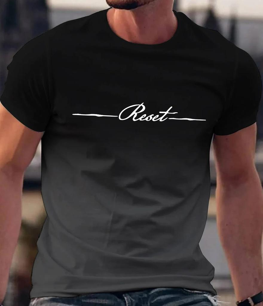 Sommer T-Shirt für Herren Täglicher Alphabet-Druck Farbverlauf Rundhals Kurzarm Herren Lässig Oversize T-Shirt Tops Größe XXS-6XL