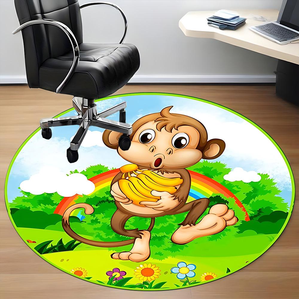 1pc Monkey BananasChair Carpet for Office, Indoor Non-Slip Washable Polyester Fiber Carpet, Mat For Office, Machine Washable