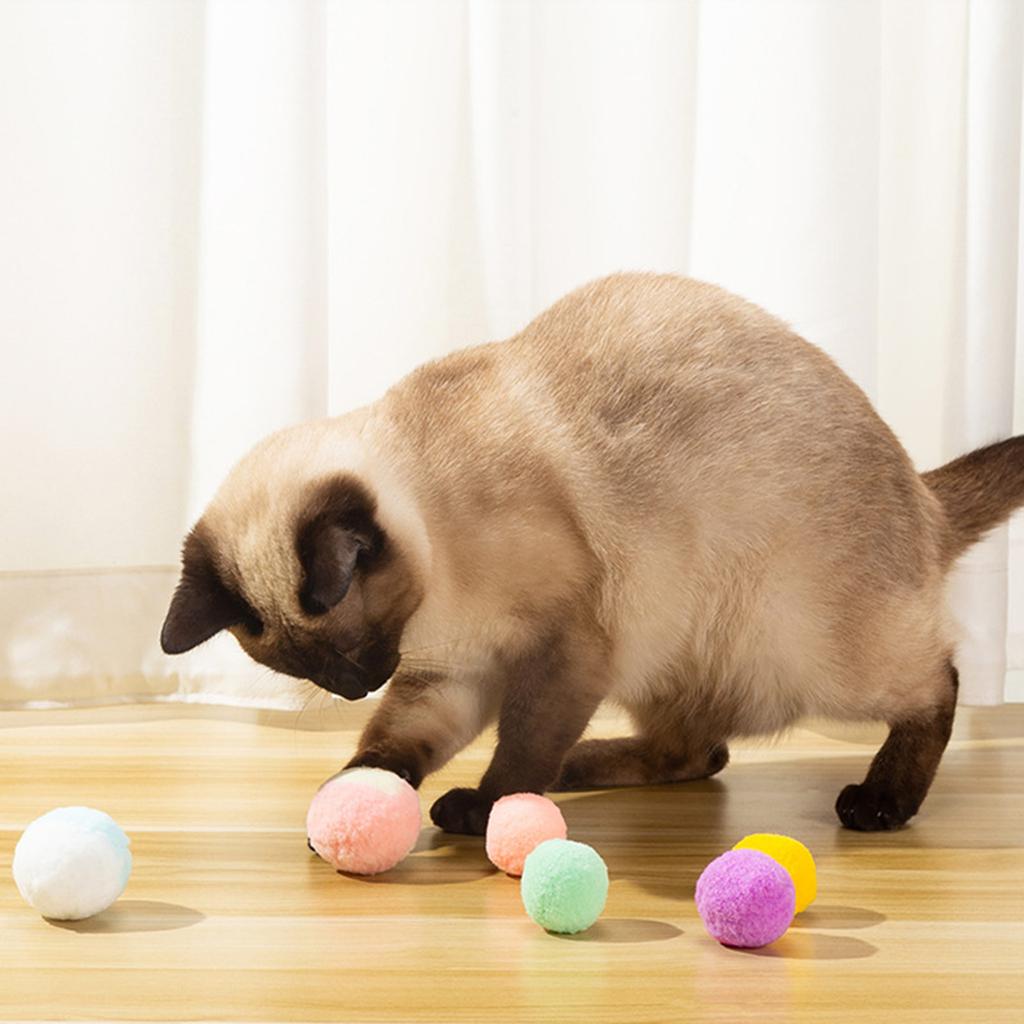 12-Piece Plush Ball for Cat Toys Interactive Playing Quiet Balls 1.8 1.2 Inches Colorful for Cat Pom Pom Ball for Indoor