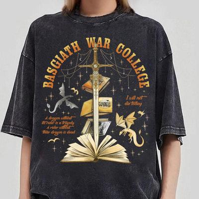 Basgiath War College, Vierte Flügel Bücher, Drachenreiter Buchiges T-Shirt, Fantasy Leser, Buchliebhaber T-Shirt, Drachenliebhaber Geschenk, Fantasy Buch Drache