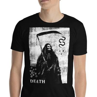 Tod Skelett Schädel Sensenmann Horror Unisex Herren Damen T-Shirt