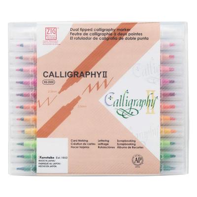 Kuretake Canetas à Base de Água ZIG MS Caligrafia II Conjunto de 24 Cores MS-3500/24V
