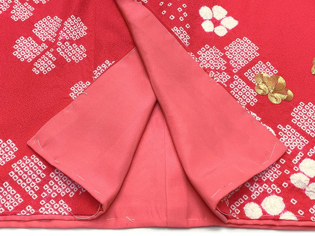 7 Years Girl in Pure Genuine Shibori Gold Piece Picture Kimono HYS218 [Muromachi-st.] Shichi-Go-San Kimono, Old, (Made Japan, Silk), Pattern,