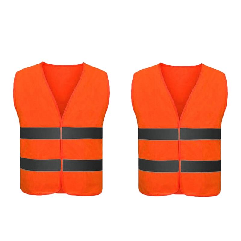 2/3pcs Reflective Vest Green/Orange High Visibility Clothing with Reflective Stripe For Outdoor Running Cycling Safety Traffic