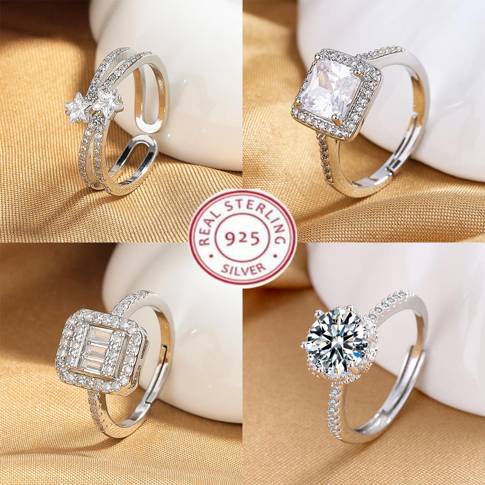 New 925 Sterling Silver Ring Sparkle AAA Zircon High Quality for Women Rings Wedding Fine Jewelry Accessories Party Gift