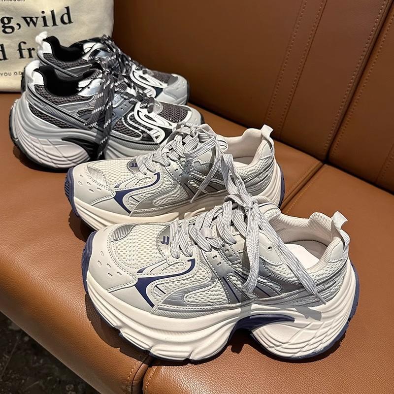 Paris Fashion Dad Shoes Women's 2025 New Small Height Increase Thick-soled Breathable Fashion Casual Sports Shoes