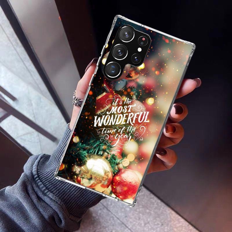 Merry Christmas Tree Snow Phone Case For Samsung Galaxy S23 S24 S25 Edge S26 Ultra S22 + S21 Plus S20 FE Cover Silicone Print Sh
