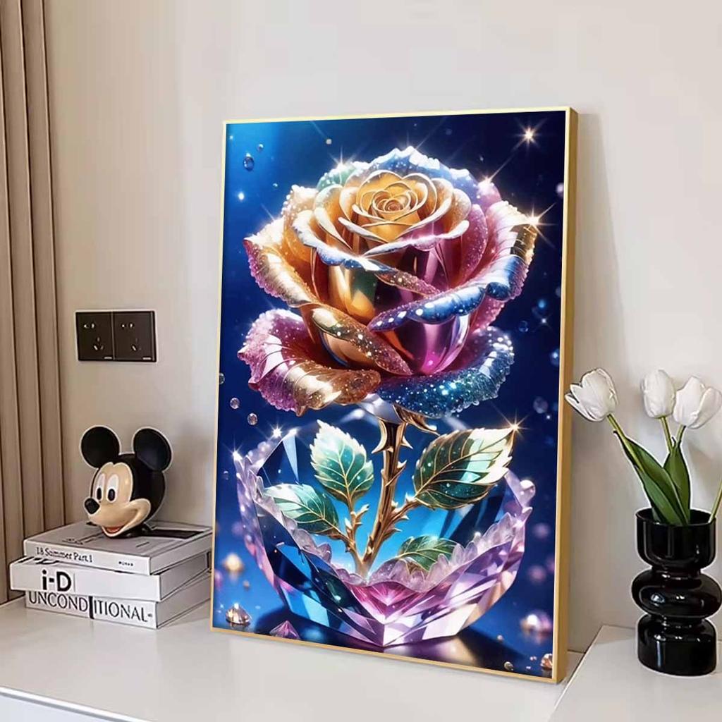 Rose Diamond Art Piece Set, 5D DIY Colorful Round Full Diamond Painting Diamond Embroidery Painting Craft Decoration Home Wall Ornaments
