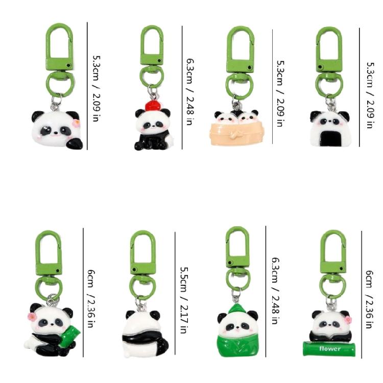 Fashionable 8 Pieces Lovely Panda Keychains Portable for Keys and Personalizing Bags Craft with Acrylic Materials