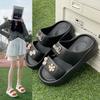 Summer New Solid Color Outdoor Stepping On Shit Sandals Platform Slippers Women's Fashion Double Strip Outer Wear Cool Slippers Are Now Approved