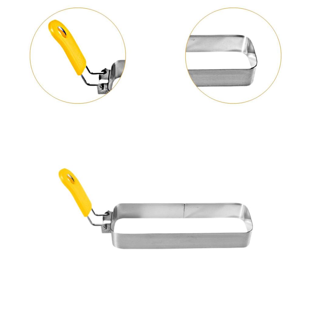 Egg Ring for Griddle Muffin Cafe Hotel with Handle Grill Accessories Burger Household Pancake Shaper Stainless Steel Rectangular