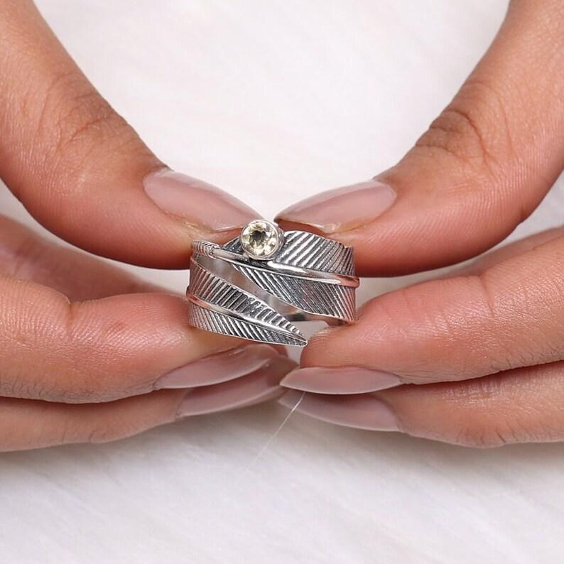 Green Amethyst Round Gemstone Handmade Designer Ring, Leaf Ring, Birthday Anniversary Gift, Unique Gift, 925 Sterling Silver