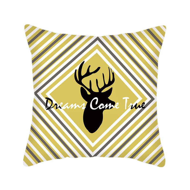 Ins Nordic Style Short Plush Linen Pillowcase Single-sided Printed Cushion Cover Pillowcase