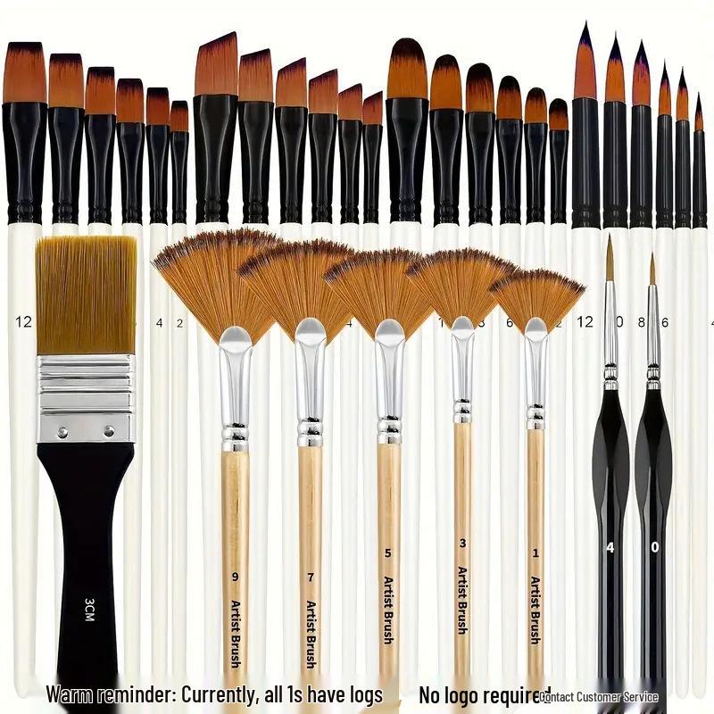 Perlweiß schimmernde Nylonhaaröl- und Aquarellpinsel - 6er Set