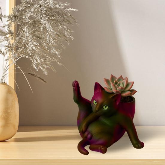 Blomsterpotte Stellende Katt Form Planterpotte Stresslindring Humørforsterker Innendørs Plantepotte Kontorpultdekorasjon