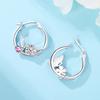 S925 Silver Flower Butterfly Earrings Hoop Earrings Women Jewelry Trendy Anniversary Gifts