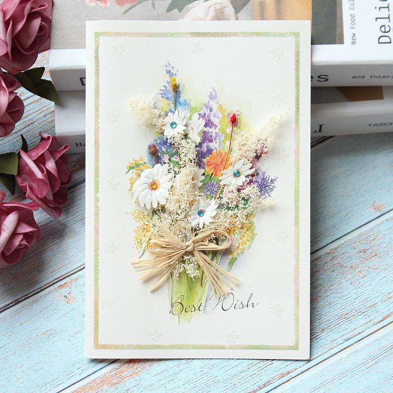 Exquisite Handmade Thank You & Birthday Card with Dried Flowers for Teachers